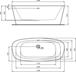 Laisvai statoma akrilinė vonia Ideal Standard Dea Duo 170x75cm, su click-clack vožtuvu, vidus baltas/išorė matinė juoda