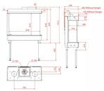 Dujinis židinys NV80 F3,aukštu trijų pusių stiklu (242x870x242xh614)