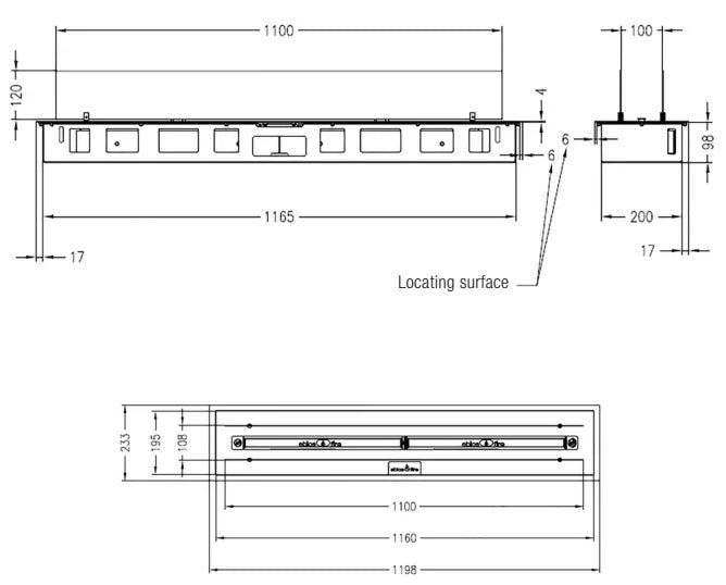 Bio židinys Ebios fire Quadra Inside II SL, juodas-1,0 m
