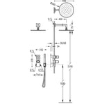 Potinkinė termostatinė dušo sistema ( termostat. maišytuvas, stacionari dušo galva 300mm, rankinis dušas), juoda spalva