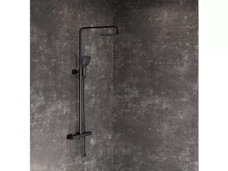 Stacionari dušo sistema Ravak 10° Free, TD F 091.20/150 su termostatiniu maišytuvu ir dušo komplektu, juoda