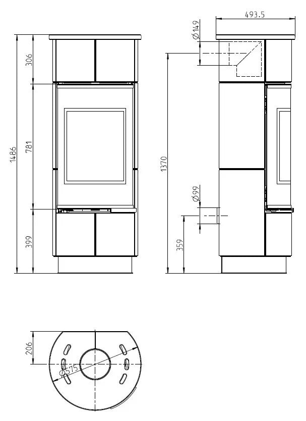 Plieninė krosnelė Thorma Atika Ceramic Standard, su balta keramika