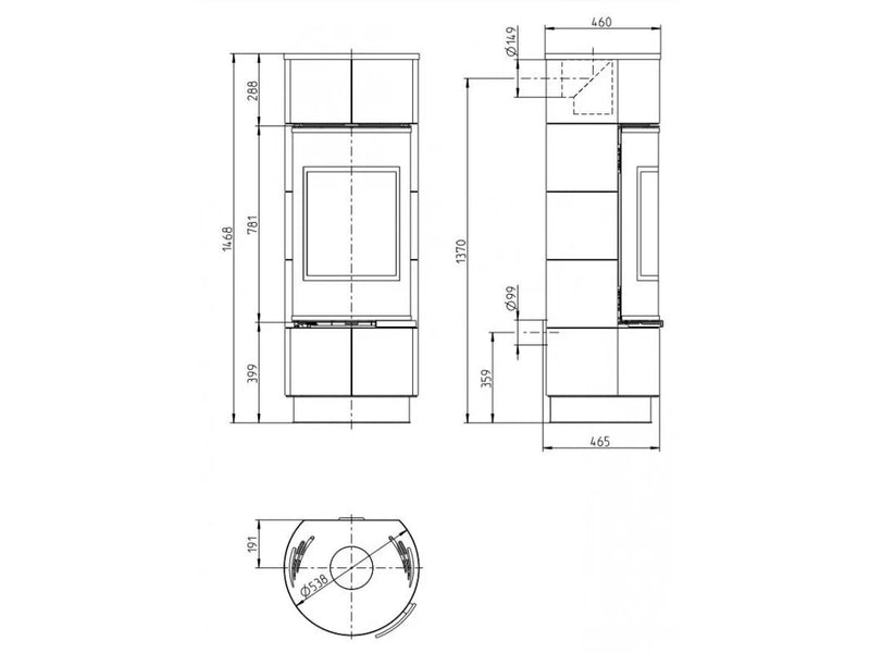 Plieninė krosnelė Thorma Atika Ceramic Plus, juodos spalvos keramika