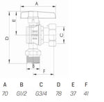 Kampinis ventilis 1/2" x 3/4" i/v DK