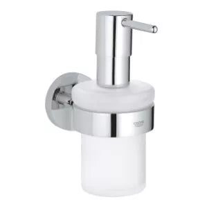 ESSENTIALS muilo dozatorius (stiklas) su laikikliu, chromas