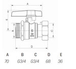Tiesus ventilis 3/4" v/i DK