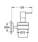ESSENTIALS muilo dozatorius (stiklas) su laikikliu, chromas